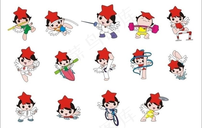 小新星英语奥运体育形像图片cdr矢量模版下载