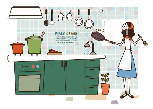 家庭主妇插画设计矢量素材-1