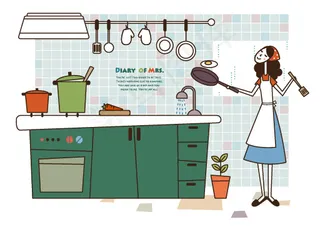 家庭主妇插画设计矢量素材-1