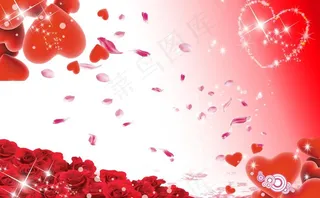 浪漫背景 玫瑰花 心图片