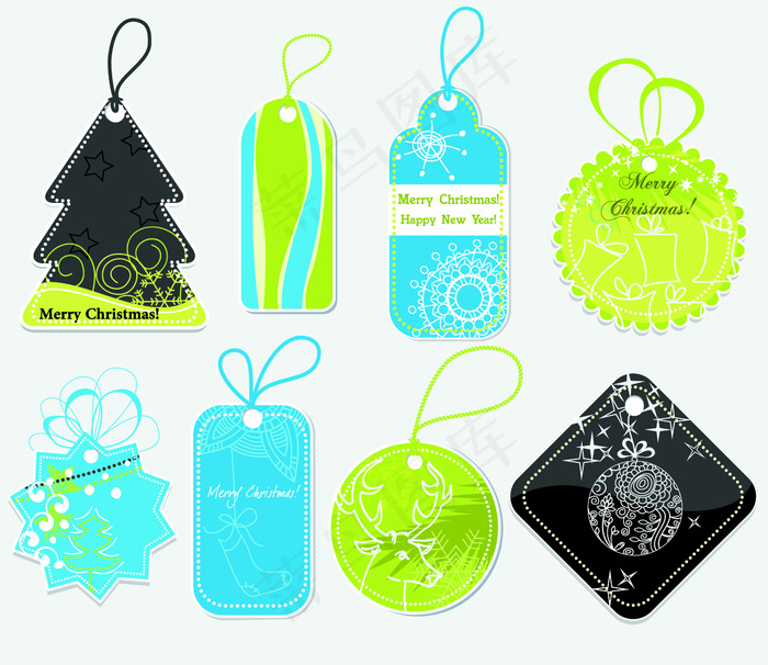 优美的圣诞节的标签向量