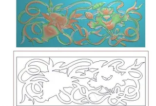 精雕图 八宝 篮子荷花桃子 jdp...