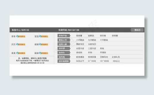 淘宝首页快捷导航客服图片