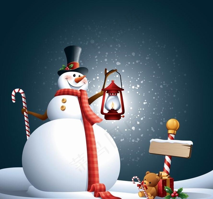 卡通雪人圣诞背景图片