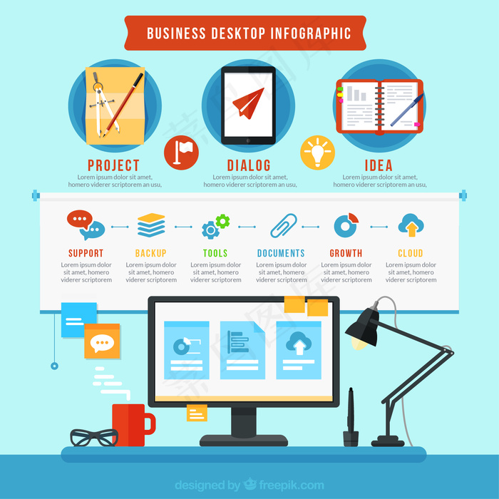 商务桌面电脑图形