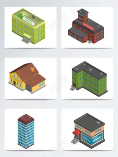 卡通楼房建筑AI素材 卡通楼房建筑AI素材