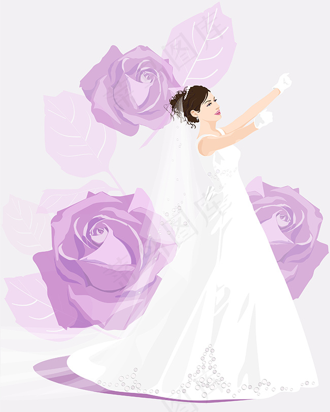 人物矢量素材-婚纱女性