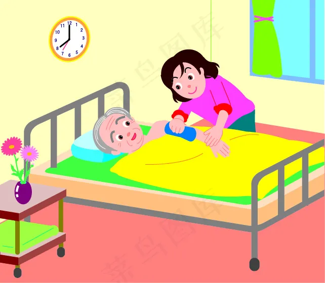 给老年人擦身矢量素材eps,ai矢量模版下载