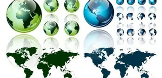 水晶质感地球世界地图矢量素材