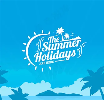 蓝色夏日假期海报矢量素材图片