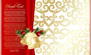 欧式花纹红绸圣诞背景图片