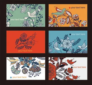 花纹名片艺术名片花纹背景花鸟线条