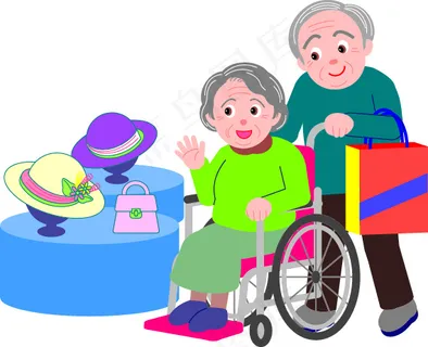 老年人逛街矢量图 老年人逛街矢量图