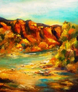 油画 山谷河流图片 油画 山谷河流图片