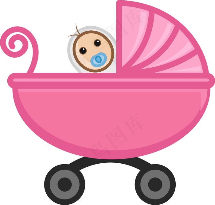 婴儿在babycart矢量字符的卡...eps,ai矢量模版下载