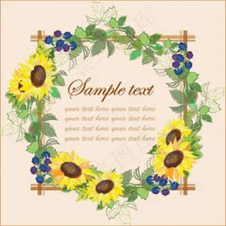 向日葵边框矢量素材