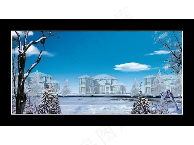 冬季雪景素材psd模版下载
