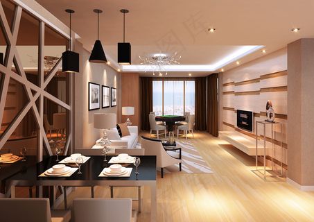 现代餐厅设计栏栅图