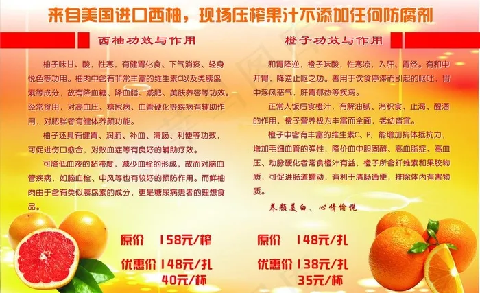 西柚 橙子功效展板图片