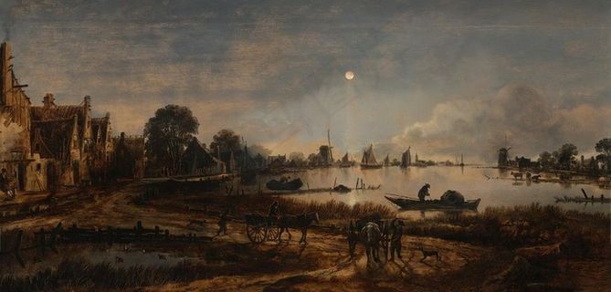 月光下的江景图片