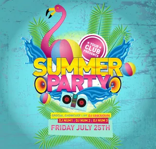 时尚夏日派对海报矢量图