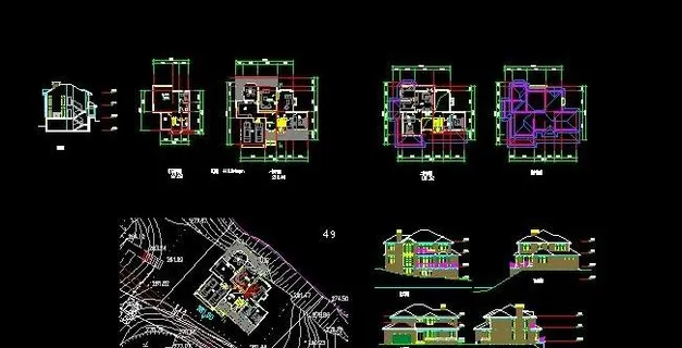 二层精美小别墅方案图 车库 地下室...