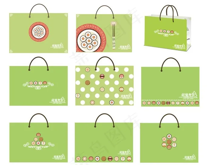寿司手提袋设计模版图片ai矢量模版下载