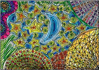 月亮和星星画矢量图