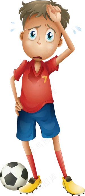 卡通踢足球运动人物png海报素材