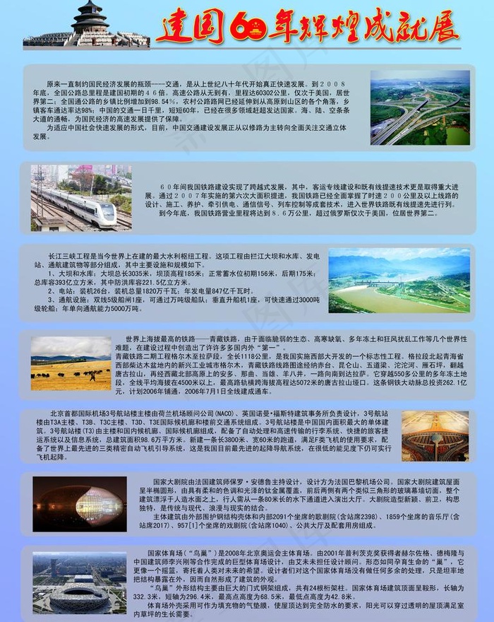 建国60周年成就展板图片(4724X6299(DPI:200))psd模版下载
