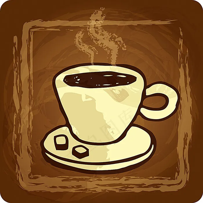 手绘咖啡杯子eps,ai矢量模版下载