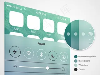 iOS7界面模糊效果psd素材