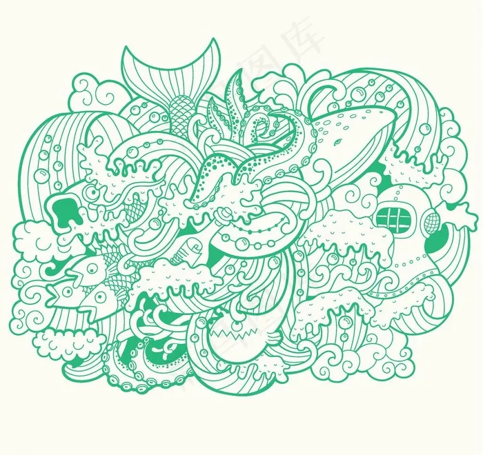 海洋生物图片eps,ai矢量模版下载