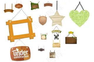 个性悬挂木质装饰吊板吊牌免扣元素