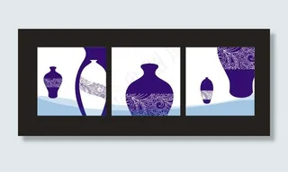 无框装饰画 青花瓷器