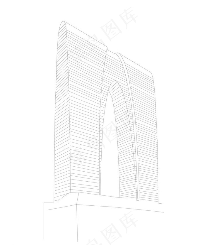 苏州东方之门线稿3D矢ai矢量模版下载