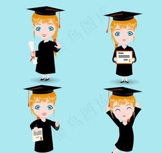 毕业女生设计矢量图图片