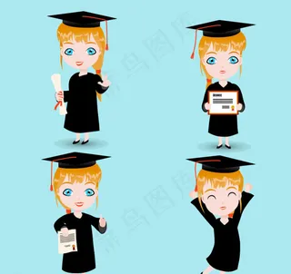 毕业女生设计矢量图图片