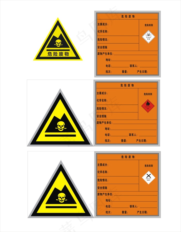 危险废物警示牌cdr矢量模版下载