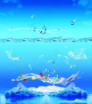 冰山 冰块 飞溅的水图片