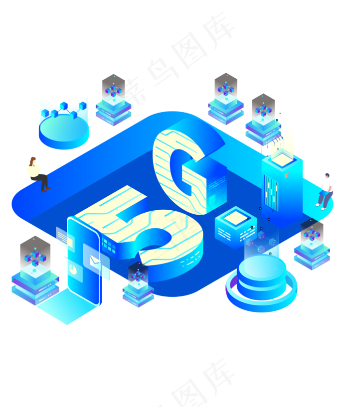 5G网络场景装饰图,免抠元素(3000*3500px 300 dpi )psd模版下载