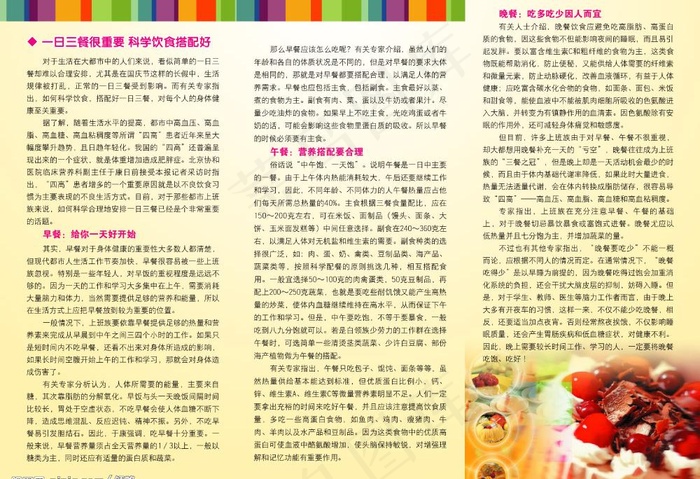 科学饮食三折页内图片psd模版下载