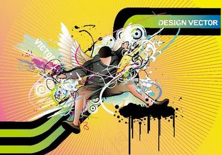 光芒背景 舞动人物图片