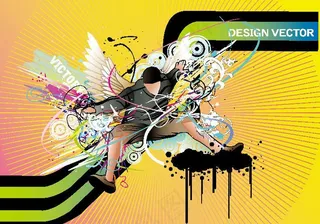 光芒背景 舞动人物图片