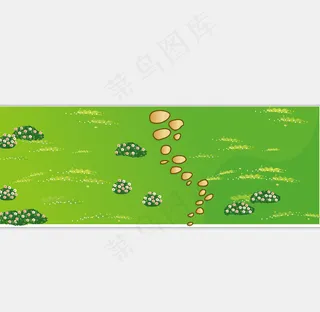 草坪上的花丛小路