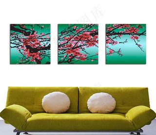 梅花油画三联画