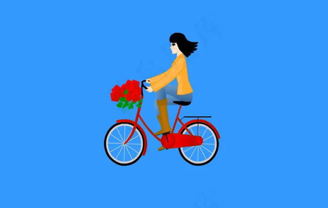 flash美女骑单车矢量动画