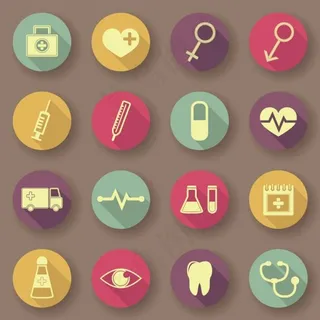 心电图 扁平化医疗图标 医药箱