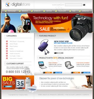数码产品网站psd模板