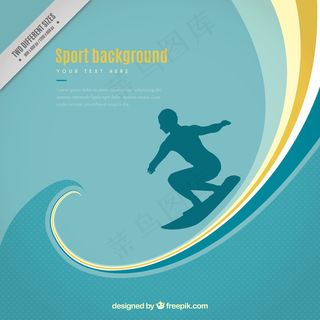 冲浪的剪影在波背景